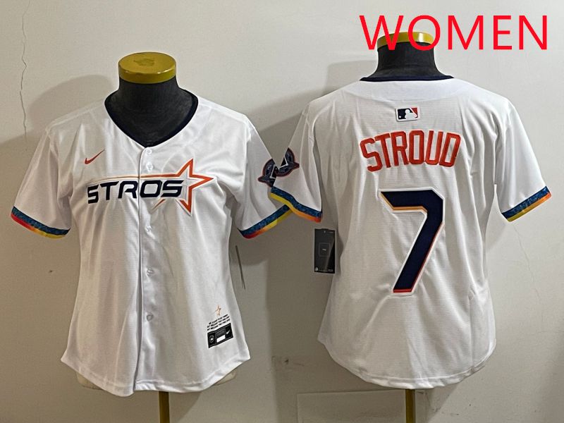 Women Houston Astros #7 Stroud White Fourth generation Joint Name Nike 2025 MLB Jersey style 1->women mlb jersey->Women Jersey